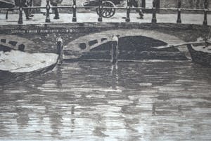 Willem Witsen - Ets - 1912 - het Beurspoortje Amsterdam - fraai ingelijst kopen? Bied vanaf 250!