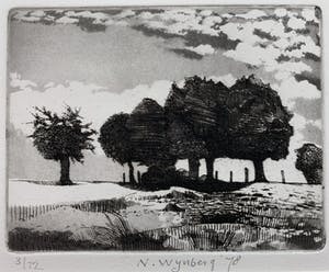 Nicolaas Wijnberg - ets - 'Landschap met bomen' - 1978 - Oplage slechts 12 stuks! kopen? Bied vanaf 49!