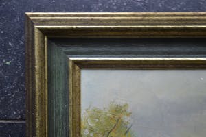 Niet of onleesbaar gesigneerd - Landschap met boerderijen - Olieverf op doek kopen? Bied vanaf 10!