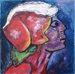 Martin van Wordragen - Olieverf op doek: 'Gehelmd hoofd' - (Groot) kopen? Bied vanaf 245!