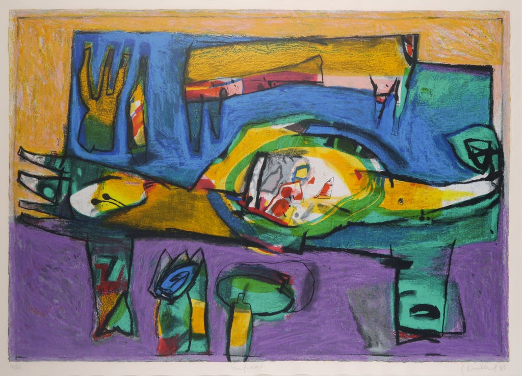 Geert Vrijdag - Geert Vrijdag: Zeefdruk, Eufraat - Ingelijst (Groot) kopen? Bied vanaf 50!