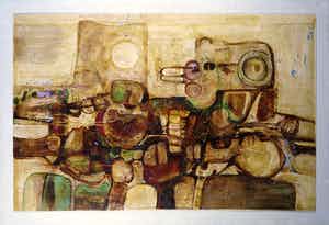 Jack Harden - Gemengde techniek op board, Ontwaken in realiteit - Ingelijst (Groot) verkocht voor € 1!