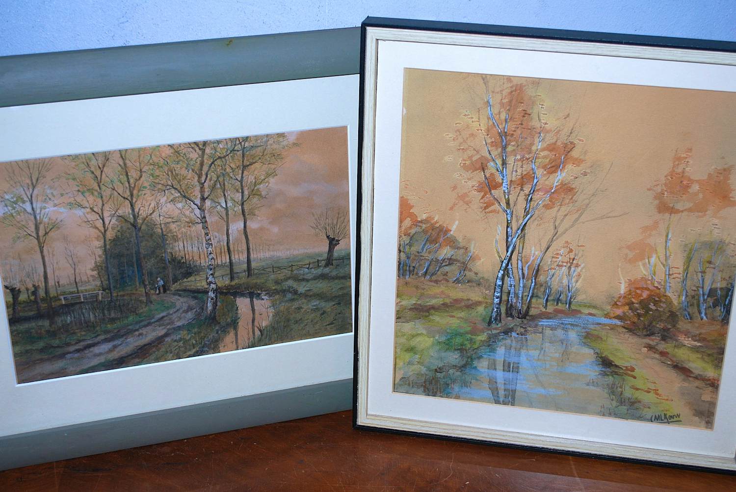 Casper Marinus Kouw - 2 landschappen, 1x onbekend - mooi ingelijst kopen? Bied vanaf 85!