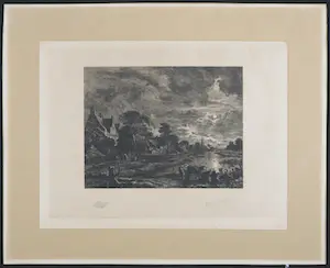 Willem Steelink (jr.) - Ets, Landschap bij maanlicht naar schilderij van Aert van der Neer kopen? Bied vanaf 35!