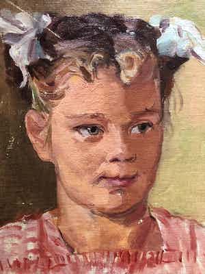 Willem van Dort - Portret van meisje (Willy) met bloemen in het opgestoken haar verkocht voor € 55!