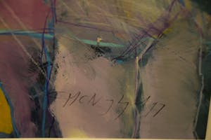 Marjan Nagtegaal - 'Geel, roze, blauw en zwart' - acrylverf op papier kopen? Bied vanaf 20!