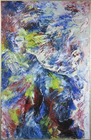 Niet of onleesbaar gesigneerd - Olieverf op doek, Abstracte compositie met vrouwfiguur - Ingelijst kopen? Bied vanaf 1!