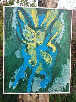 Karel Appel - Zeefdruk op linnen verkocht voor € 75!