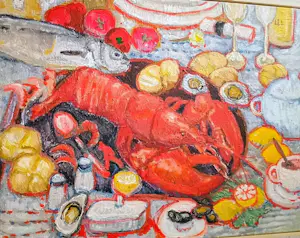 Tanja Koelemij - serie stillevens vis, krab, kreeft en mosselen kopen? Bied vanaf 220!