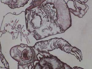 Ab Steenvoorden - Vrouw met vreemde ruimtewezens - Ets kopen? Bied vanaf 1!