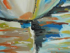 Niet of onleesbaar gesigneerd - Acrylverf op doek, Bootje in de haven kopen? Bied vanaf 10!
