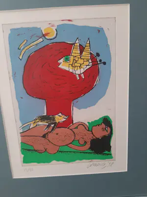 Corneille - Ets en Aquatint, Naakt met kat en vogel kopen? Bied vanaf 275!