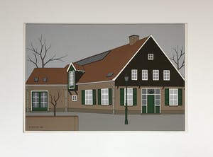 Klaas Bernink - Dorpsgebouw, 110/300 ingelijst + boek kopen? Bied vanaf 159!