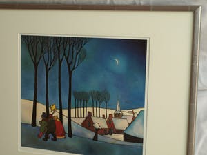 Toon Tieland - Handgesigneerde prent , “Wintergezicht” - ingelijst – ca 1990 kopen? Bied vanaf 10!