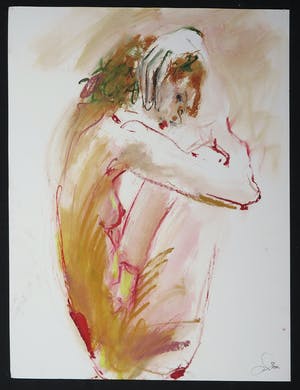 Franscz Witte - Gemengde techniek op papier, Figuur kopen? Bied vanaf 1!