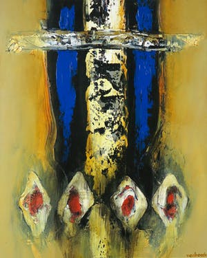 Hans Vanhorck - Acryl op paneel, Bumba - Ingelijst kopen? Bied vanaf 250!