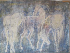 Jan Bezemer - (1907-1997) Gouache Paarden. kopen? Bied vanaf 80!