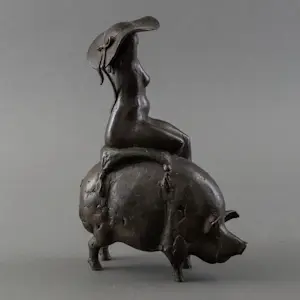 Evert den Hartog - Bronzen sculptuur: Naakte dame op varken kopen? Bied vanaf 799!