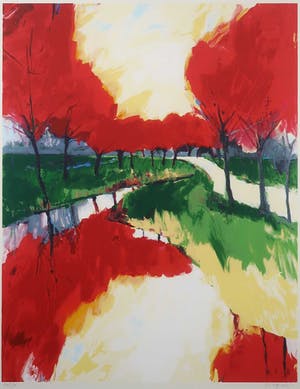 Gerda Elfring - Zeefdruk, Bomenlandschap - Ingelijst (Groot) kopen? Bied vanaf 35!