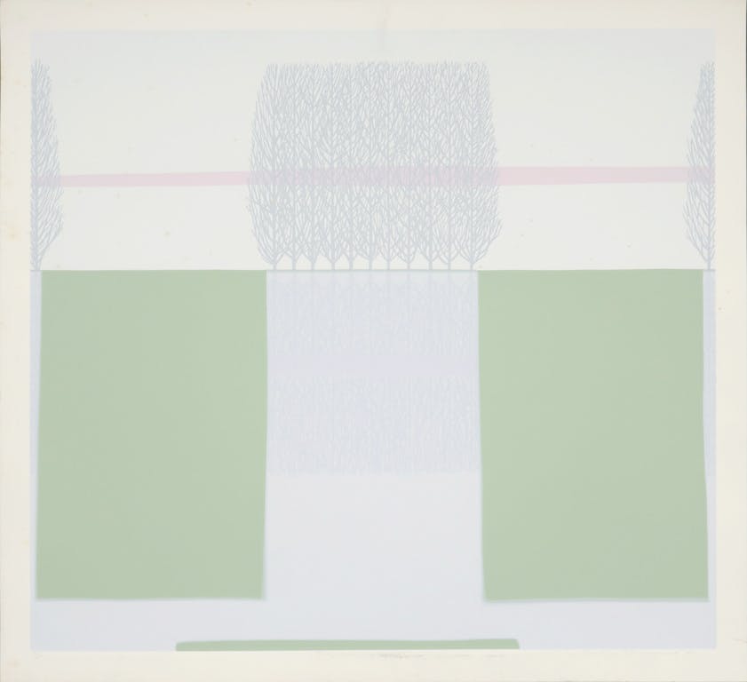 Doris Groeneveld - Doris Groeneveld: Zeefdruk, Spiegelend landschap kopen? Bied vanaf 1!