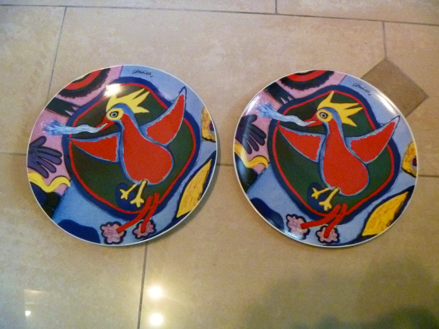 Corneille - afgeprijsd : 2 grote schalen met afbeelding van de VuurVogel verkocht voor € 45!