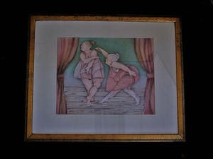 Niet of onleesbaar gesigneerd - Karikaturale & gesigneerde Pasteltekening "Ballerina's" - Fraai ingelijst! kopen? Bied vanaf 1!