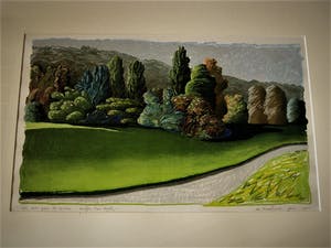 Erna van Mondfrans - Magnifiek pointillistisch Pastel "Landschap Arriege Frankrijk" gesigneerd - kopen? Bied vanaf 40!