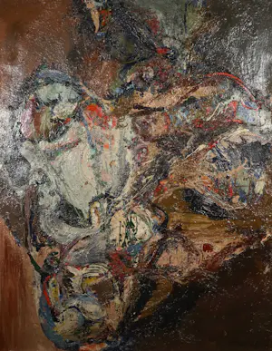 Henk Schuring - Olieverf op doek, Abstracte compositie - Ingelijst (Groot) kopen? Bied vanaf 1!