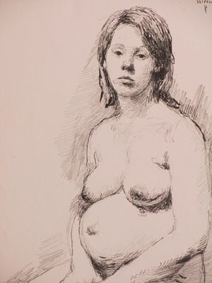 Aat Veldhoen - Zittende naakte vrouw - Rotaprint kopen? Bied vanaf 60!