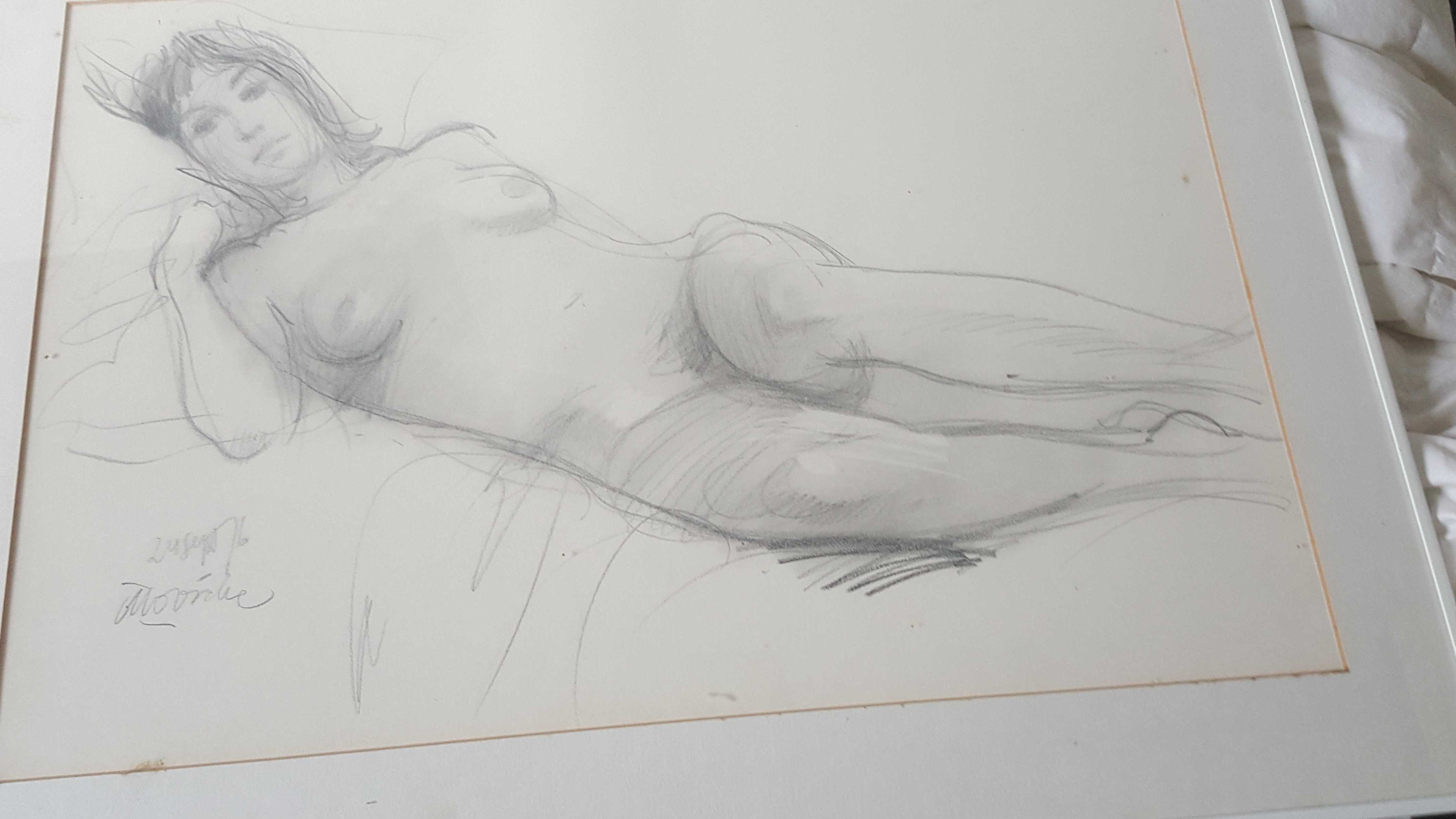 Otto Dicke - liggend naakt tekening uit 1976 kopen? Bied vanaf 275!