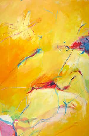 Franscz Witte - Gemengde techniek op papier, Geel en blauw verkocht voor € 1!