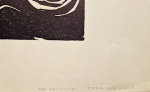 Hans Vleugels - in 1968 gemaakte houtsnede "Marsal oude boerderij Ardeche" gesigneerd kopen? Bied vanaf 38!
