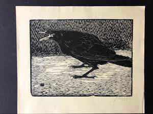 Jan Mankes - Houtsnede Zwarte Kraai - Gesigneerd - 1918 verkocht voor € 395!