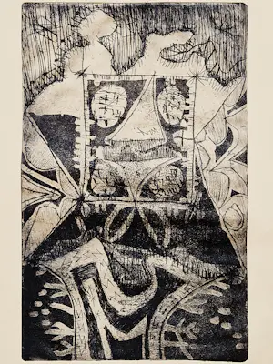 Kees Okx - Grote monochrome ets - "magisch vierkant"- 1966 - epreuve d'artiste exemplaar kopen? Bied vanaf 47!