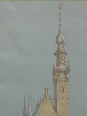 Cees Bolding - Gezicht op de haven van Veere - Litho kopen? Bied vanaf 50!