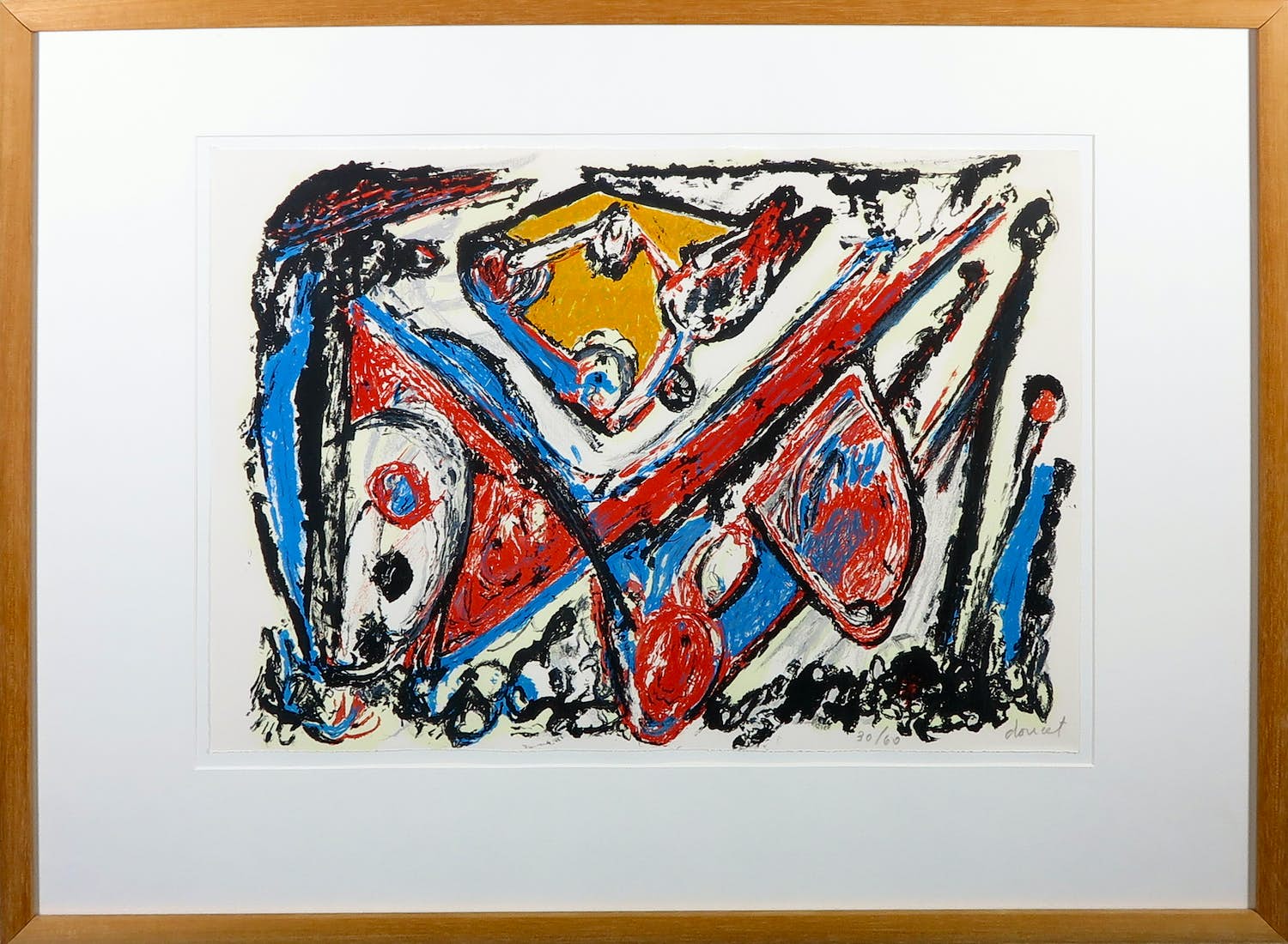 Jacques Doucet - Zeefdruk, Abstracte compositie - Ingelijst verkocht voor € 150!