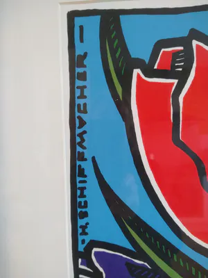 Henk Schiffmacher - Tulpen - zeefdruk, ingelijst kopen? Bied vanaf 75!