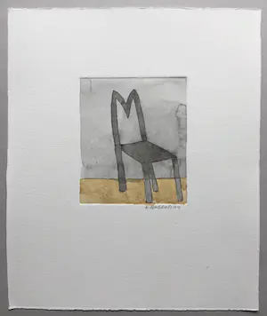 Klaas Gubbels - ets met aquarel ingekleurd - ‘Stoel’ kopen? Bied vanaf 245!