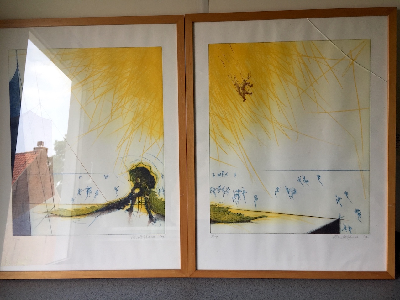 Ronald Tolman - Kleurets (tweeluik), Ingelijst verkocht voor € 240!