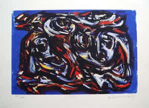 Theo Wolvecamp - zeer fraaie abstracte zeefdruk - 1991. verkocht voor € 235!