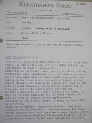 Aart van Dobbenburgh - Grote ingelijste litho "Marthy" kopen? Bied vanaf 60!