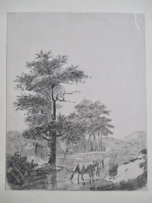 Niet of onleesbaar gesigneerd - 10 Tekeningen Landschap diverse kunstenaars kopen? Bied vanaf 1!