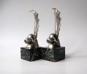 Gaston Rischmann - Art deco boeksteunen - kubistische vogels kopen? Bied vanaf 650!