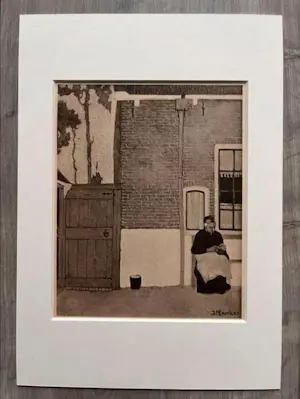Jan Mankes - Originele Heliogravure Breiend Vrouwtje 1923 kopen? Bied vanaf 115!
