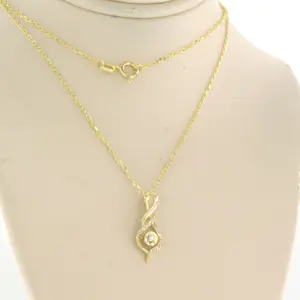 14k geel gouden collier met hanger bezet met diamant 0.06 ct - 45 cm kopen? Bied vanaf 170!