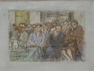 Ko Cossaar - "Figuren in een rechtszaal" - Gemengde techniek kaufen? Bieten Sie von 99!