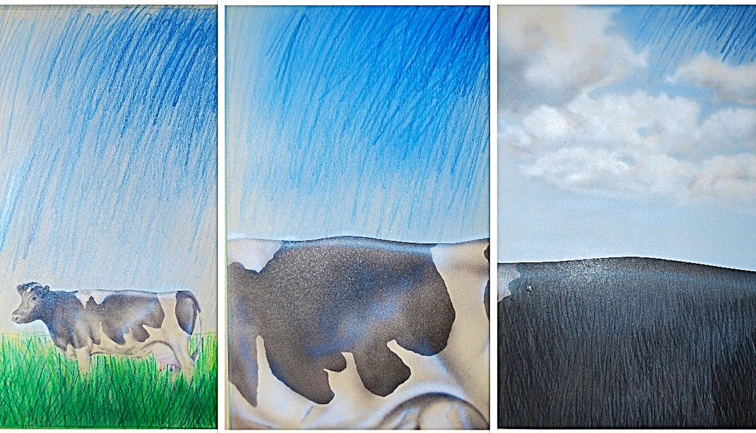 Kees Gerritse - Chère vache I, II, III - 3 potloodtekeningen - elk apart ingelijst kopen? Bied vanaf 395!