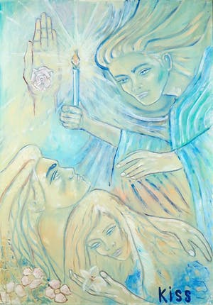 Kiss Riemvis - Olieverf op doek, Kaarslicht - Ingelijst (Groot) kopen? Bied vanaf 1!