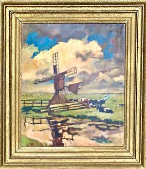 Dirk Vis - Hollandse molen (Bergense School) verkocht voor € 325!