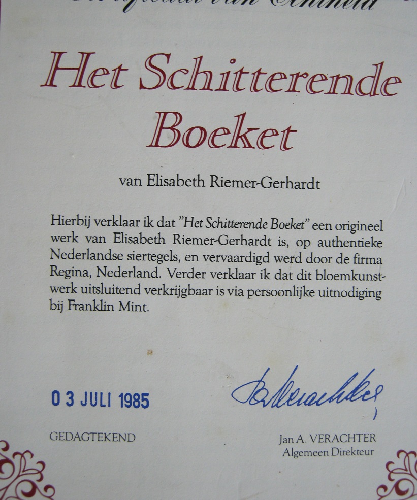 Niet of onleesbaar gesigneerd - Het schitterend boeket uniek tegeltableau kopen? Bied vanaf 1!